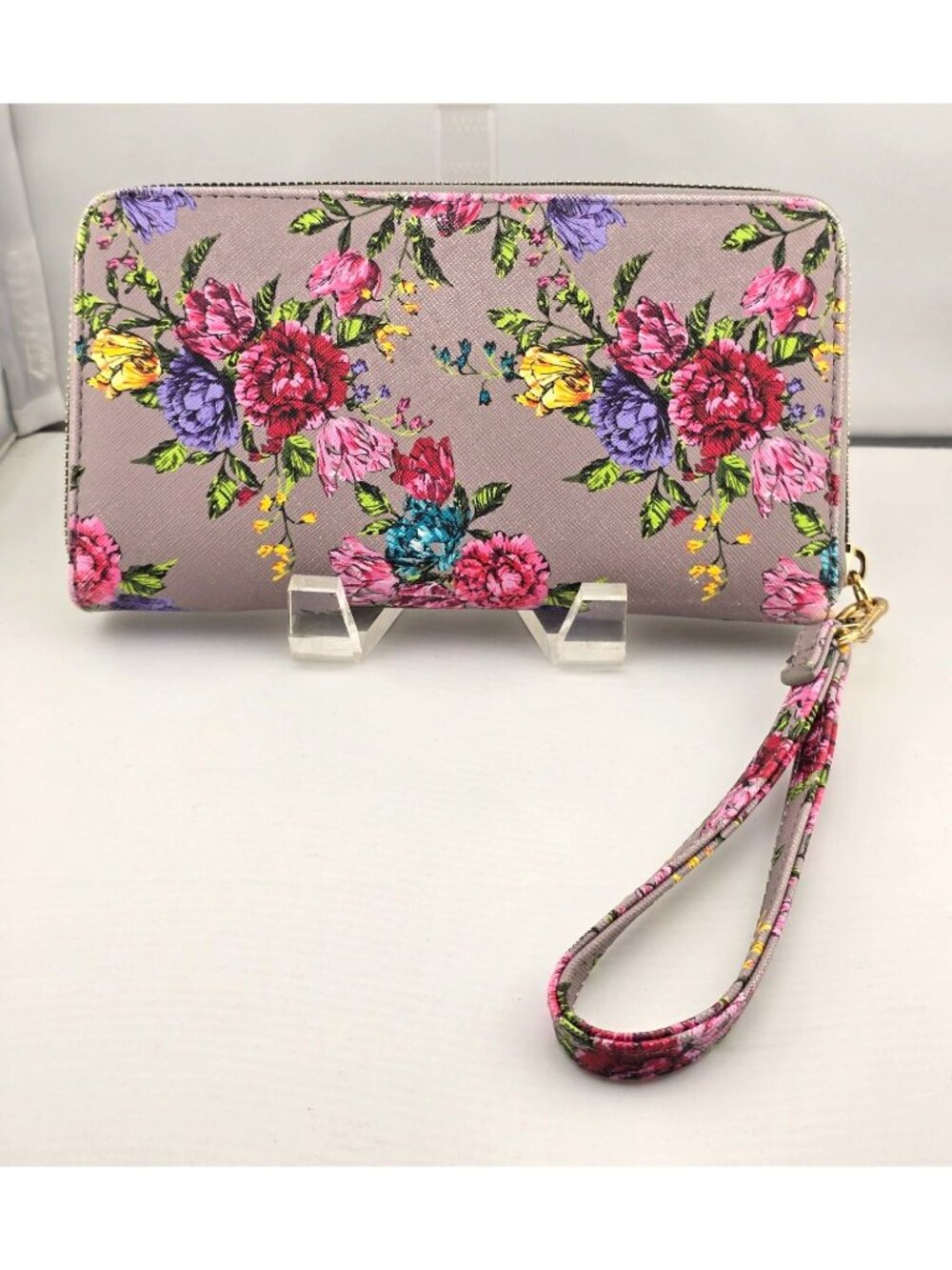 Betsey Johnson Floral Print Zip-Around Wallet With Wrist Strap - Picture 3 of 10